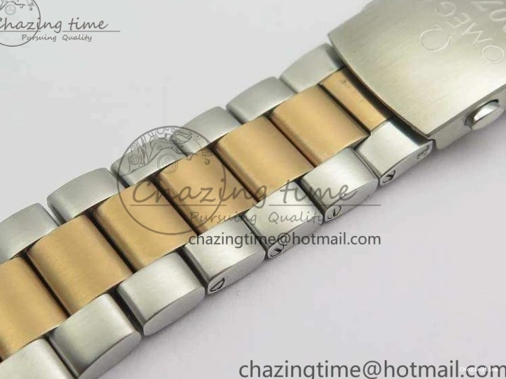 0412 Seamaster Pro Chrono SS RG OM Best Edition Blue Ceramic Blue Dial On SS RG Bracelet A Snug 8129